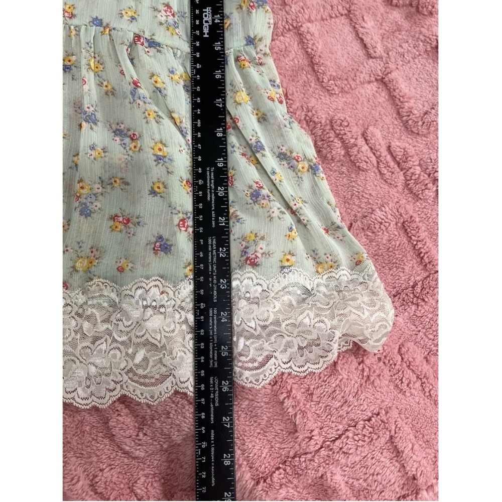 Living Doll Los Angeles Floral Lace Trim Camisole Top Sage Green Smocked Small - Picture 5 of 16
